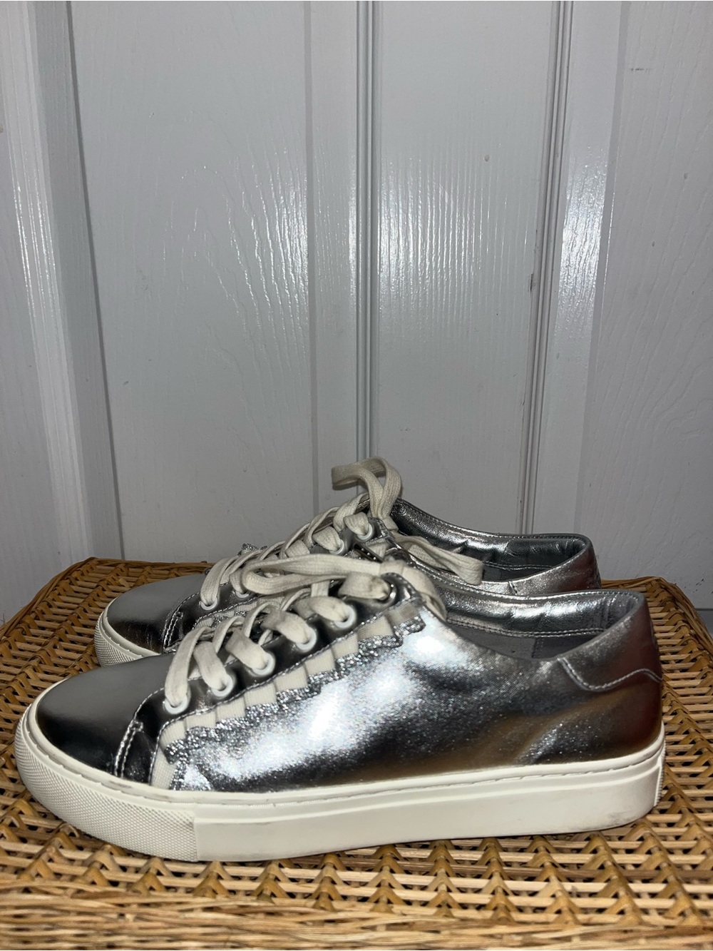 TORY BURCH TORY SPORT Metallic ruffle sneakers